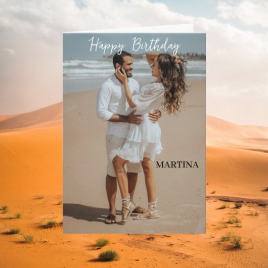 Carte Personnalisé Simple Script Photo Joyeux Anniversai