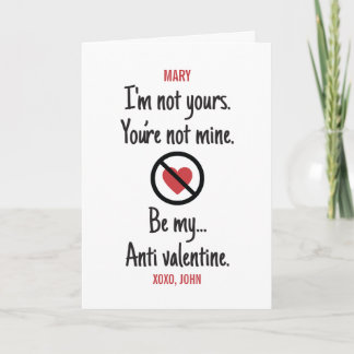Carte Personnalisé Sois mon Anti Saint Valentin Pas de s