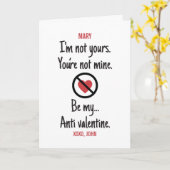 Carte PERSONNALISÉ Soyez mon anti-valentin Non Sentiment (Fleur jaune)