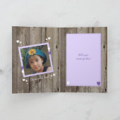 Carte Personnalisé violet rustique Anniversaire Photo de (Intérieur)