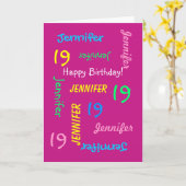 Carte personnalisée 19e anniversaire N'importe que (Fleur jaune)