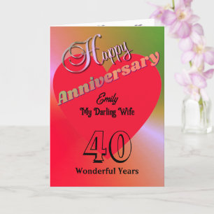 Carte personnalisée 40e anniversaire pour femme