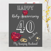 Carte personnalisée 40e anniversaire pour mari (Fleur jaune)