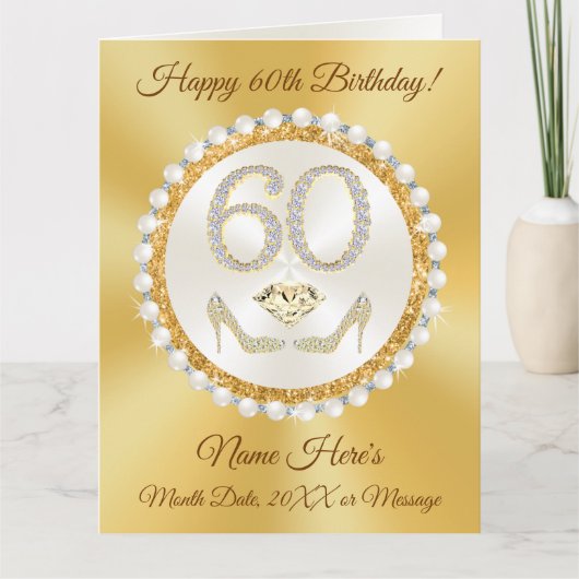 Carte personnalisée 60e anniversaire pour elle, ST (Devant)