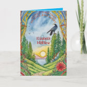 CARTE PERSONNALISÉE À LA MAIN PAGAN CELTIC RAVEN (Devant)