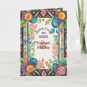 CARTE PERSONNALISÉE À LA MAIN PAGAN FOLKART FLORAL