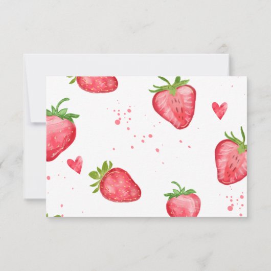 Carte personnalisée à l'aquarelle fraise simple (Dos)