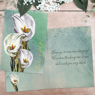 Carte personnalisée aquarelle Lys calla Vous manqu