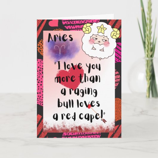 Carte personnalisée Aries Zodiac Valentines (Devant)