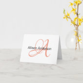 Carte personnalisée avec monogramme et nom (Fleur jaune)