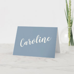 Carte personnalisée avec typographie bleu poussiér
