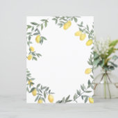 Carte personnalisée Boho Watercolor Lemon Wreath (Debout devant)