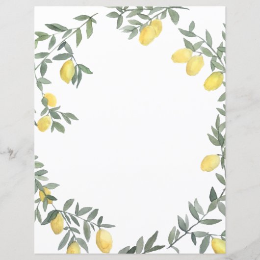 Carte personnalisée Boho Watercolor Lemon Wreath (Devant)