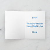 Carte personnalisée Chevron bleu et vert 30e anniv (Intérieur)