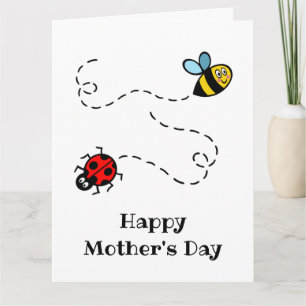Carte personnalisée coccinelle + abeille pour la f