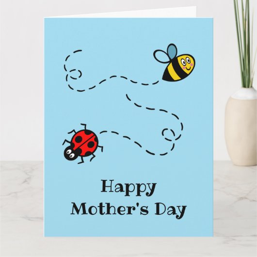 Carte personnalisée coccinelle + bumblebee fête de (Devant)