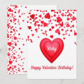 Carte personnalisée Confettis Cœurs Saint-Valentin (Devant / Derrière)