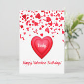 Carte personnalisée Confettis Cœurs Saint-Valentin (Debout devant)