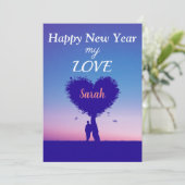 Carte personnalisée d'amour de bonne année (Debout devant)