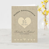 Carte personnalisée d'anniversaire au look de lin (Fleur jaune)