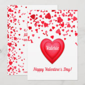 Carte personnalisée de confettis en forme de cœurs (Devant / Derrière)