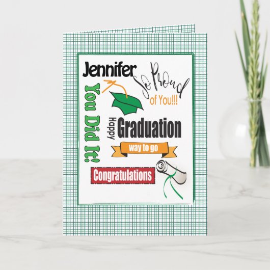 Carte personnalisée de félicitations pour les dipl (Devant)