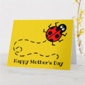 Carte personnalisée de Fête des Mères coccinelle (Fleur jaune)