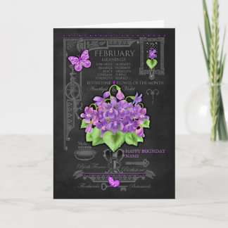 Carte personnalisée de fleur de naissance de févri