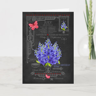 Carte personnalisée de fleur de naissance de juill