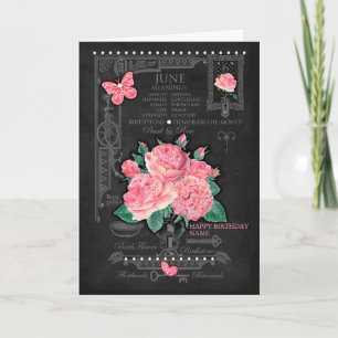 Carte personnalisée de fleur de naissance juin cra
