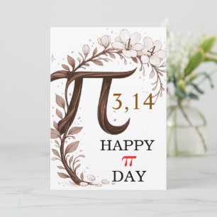 Carte personnalisée de jour de Pi florale, cadeau