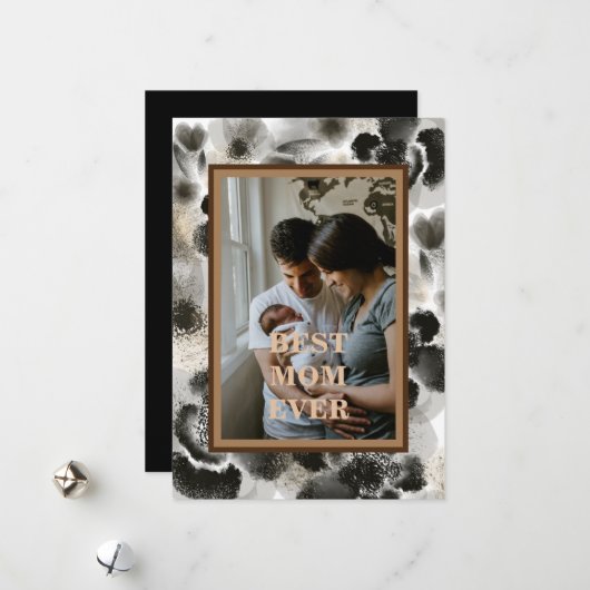 Carte personnalisée de la fête des mères florale e (Devant/Arrière en situation)