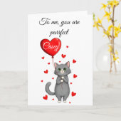 Carte personnalisée de la Saint-Valentin - Chat mi (Fleur jaune)