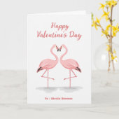 Carte personnalisée de la Saint-Valentin Flamingo (Fleur jaune)