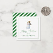 Carte personnalisée de Noël avec bonhomme de neige (Devant/Arrière en situation)