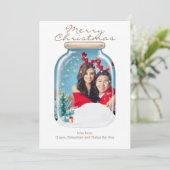 Carte personnalisée de Noël Mason de neige (Debout devant)