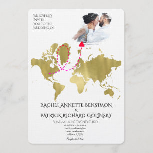 Carte personnalisée de voyage d'amour de mariage
