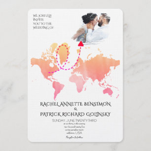 Carte personnalisée de voyage de noces d'amour