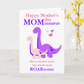 Carte personnalisée Dinosaur Mother's Day (Fleur jaune)