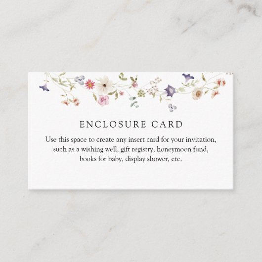 Carte personnalisée d'insertion Prairie de fleurs (Devant)