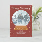 Carte personnalisée du Globe de neige de Noël (Debout devant)