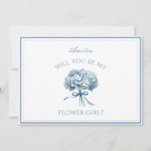 Carte Personnalisée Dusty Blue Hydrangea Bow Flower Girl (Devant)
