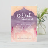 Carte personnalisée Eid Moubarak avec motif de mos (Debout devant)