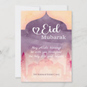 Carte personnalisée Eid Mubarak avec motif de mosq (Devant)