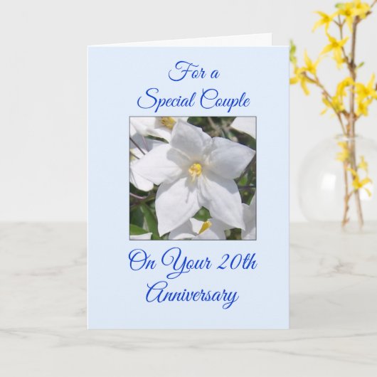 Carte personnalisée Fleurs blanches 20 ans de mari (Fleur jaune)