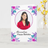 Carte personnalisée Fleurs photos d'anniversaire j (Fleur jaune)