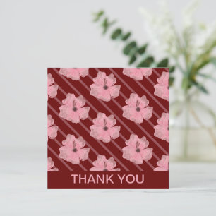 Carte personnalisée Fleurs roses et rayures