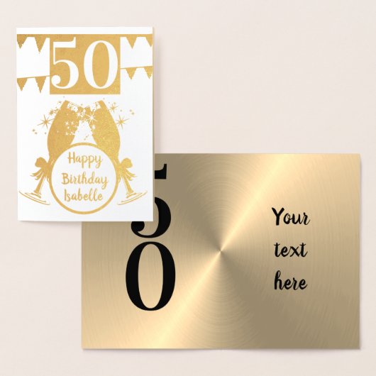 Carte personnalisée Gold 50e anniversaire (Affichage)