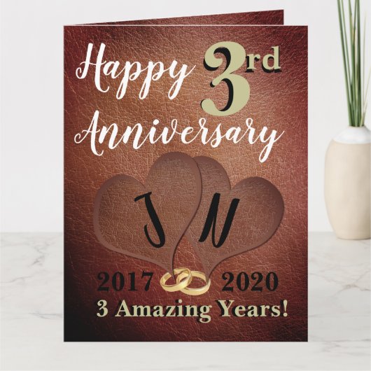 Carte personnalisée Happy 3e anniversaire Mariage (Devant)
