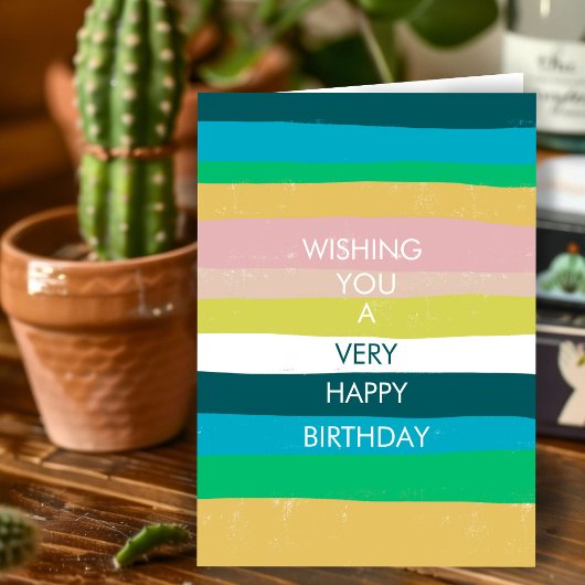 Carte personnalisée Joyeux Anniversaire rayures si